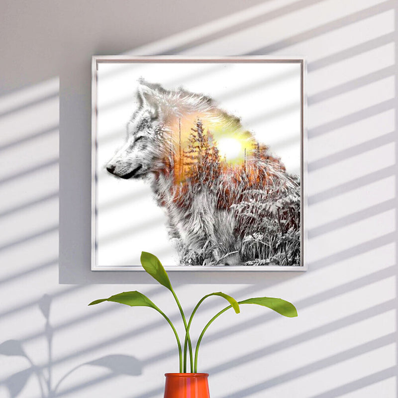 5D DIY Diamond Painting Kits Full Round Drill Moon Wolf Mosaic Picture Wall