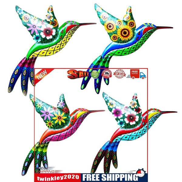 Metal Hummingbird Wall Decor - Outdoor Indoor Hanging Wall Art Set of 4