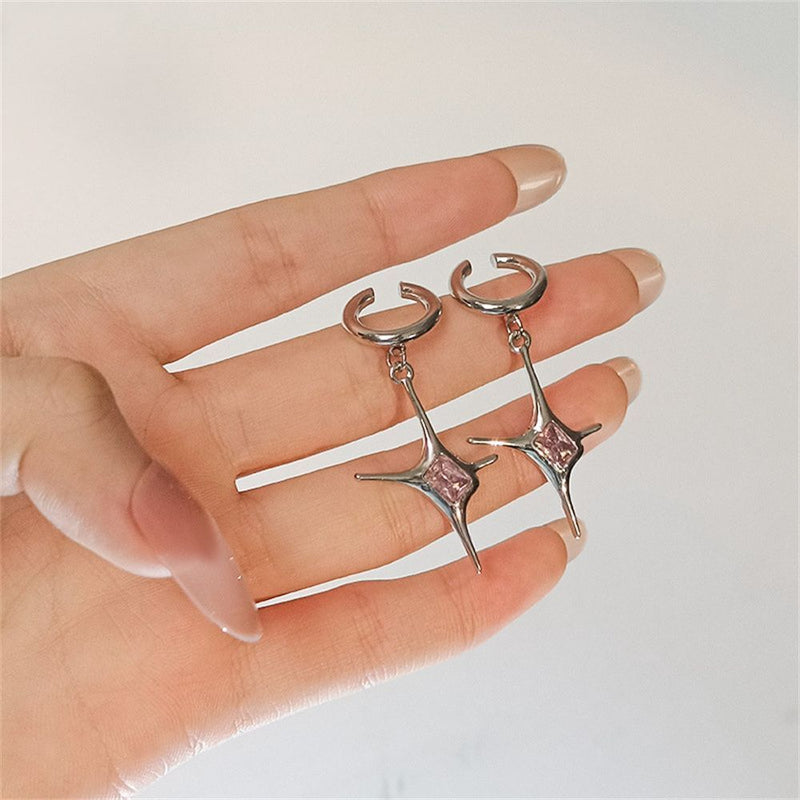Earrings Star Ring Necklace Earring Set Pink Crystal Necklace Clip Earrings
