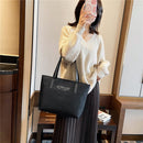 Simple Solid Handbags Women PU Linen Big Capacity Shoulder Bags Portable Totes