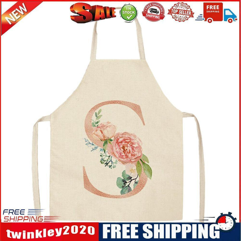 Letters Printed Kitchen Aprons Waterproof Linen Oil-proof Apron (68x55cm)