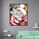 5D Full Drill Diamond Painting DIY Christmas Cat Rhinestone Picture Decor Poster