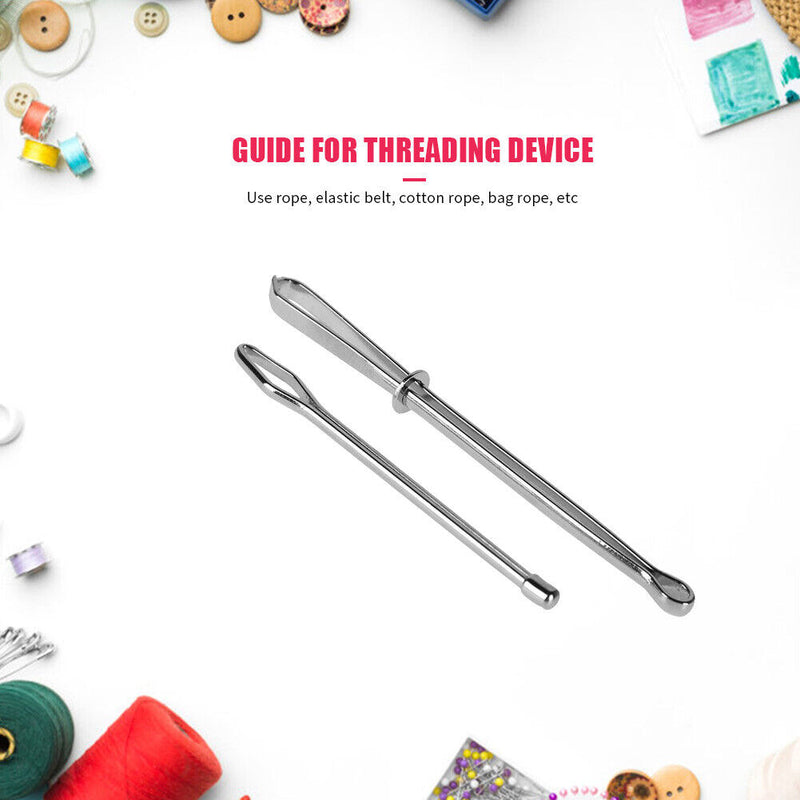 2pcs Stainless Steel Bodkin Wear Elastic Rope Threaders Guide Belt Wearing Tools