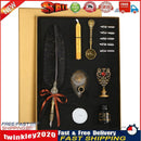 Retro with Nib Ink Bottle Calligraphy Feather Writing Dip Pen Kit (Black) Newly