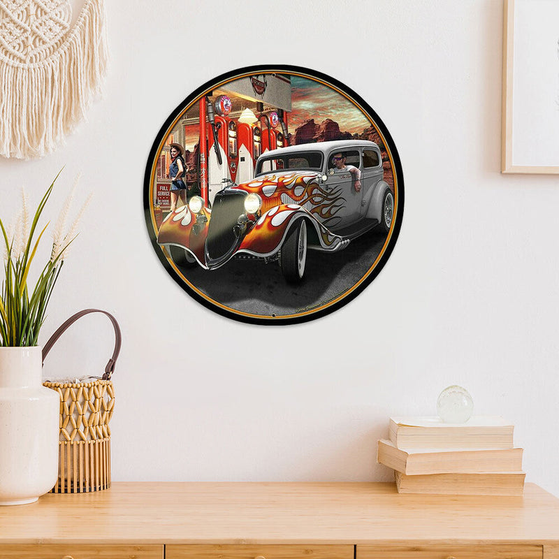 Round Car Retro Metal Plate Tin Sign Plaque Poster for Club Cafe Home (1)