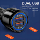 USB Phone Car Charger QC3.0 Dual USB Fast Charging Adapter for Mobile Tablet