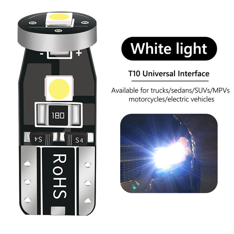 10pcs T10 3030 3SMD LED Wedge Car Clearance Light Bulbs (White LED+Black)