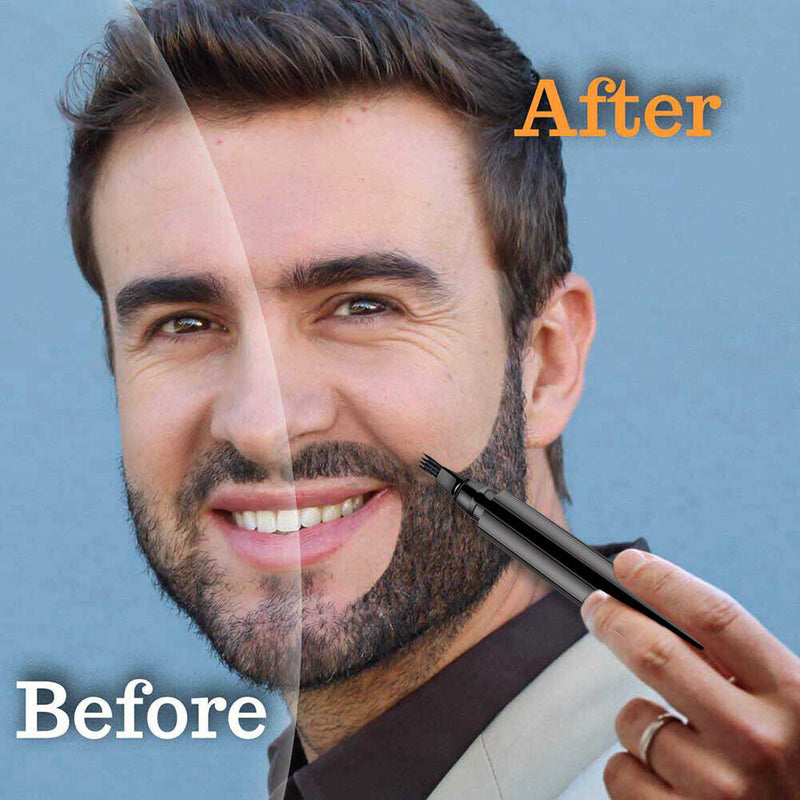 Beard Filling Pen Kit Eyebrow Moustache Filler Pencil Styling Tools (Brown)
