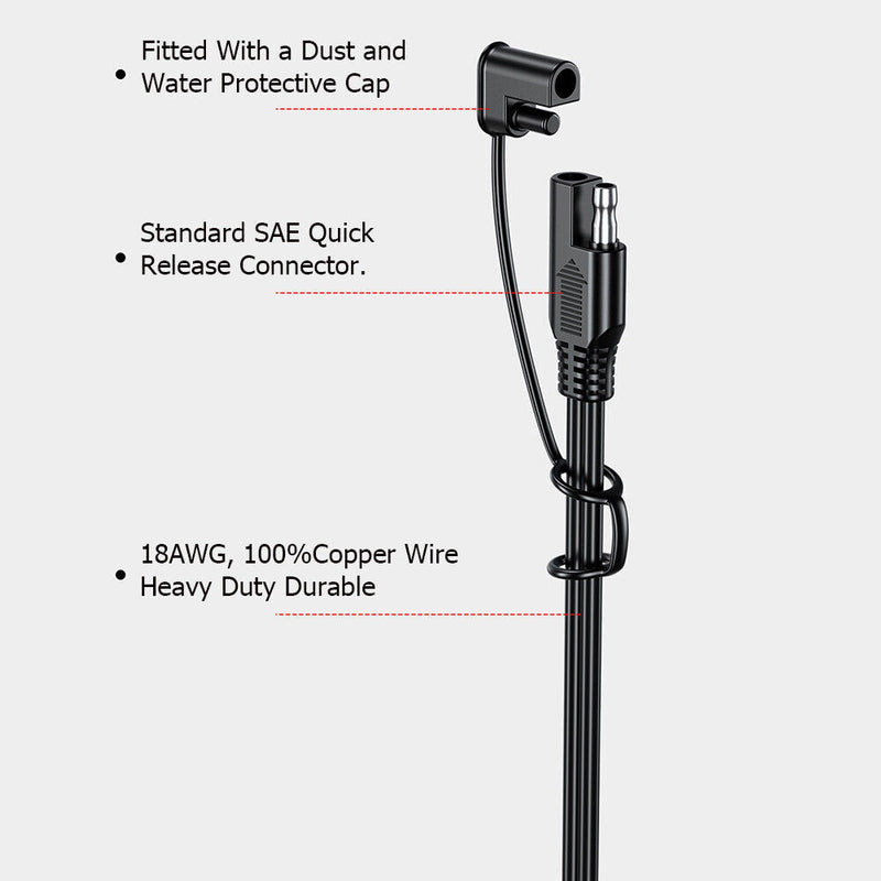 12-24V 18AWG SAE 2 Pin Quick Disconnect To O Ring Terminal Harness Connecter
