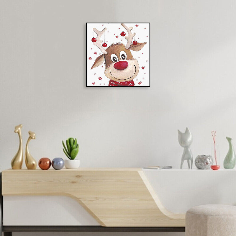 20x20cm Oil Paint By Numbers Christmas Elk Frameless Picture Crafts Home Decor