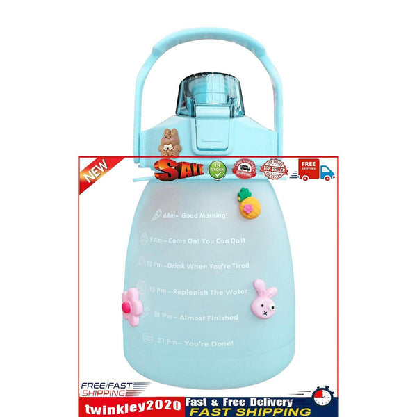 Water Bottle - Cute Belly Bottles Water Jug with Time Marker 1.3L (Green) Newly