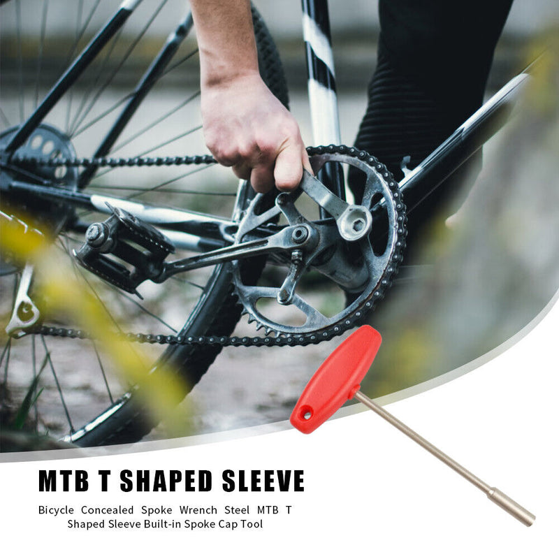 Bike Concealed Spoke Wrench T Shaped Sleeve Built-in Spoke Cap Tool (4.7mm)