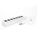 7 Ports High Speed USB 2.0 Hub Splitter w/ON/OFF Switch for Laptop (White)