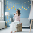 Moon Phase Wall Hanging Garland Metal Boho Accents 13 Piece Moon Decorations