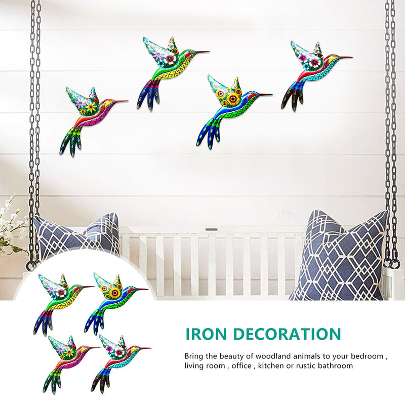 Metal Hummingbird Wall Decor - Outdoor Indoor Hanging Wall Art Set of 4