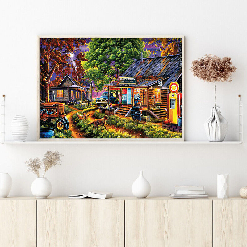 5D DIY Full Drill Round Shape Mountain Water Rhinestone Diamond Drawing for Home