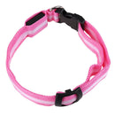 2.5cm LED Night Flashing Dog Pet Necklace Nylon Collar Leash(Pink/L)