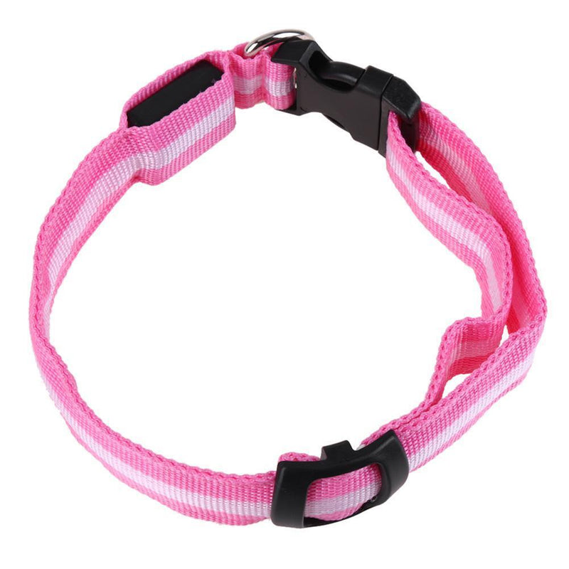 2.5cm LED Night Flashing Dog Pet Necklace Nylon Collar Leash(Pink/L)