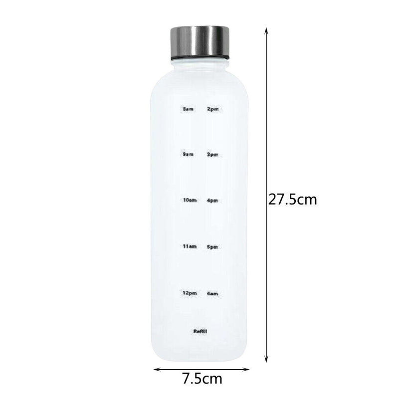 1L Large Capacity Water Bottle Portable Plastic Water Cup (White Frosted) Newly