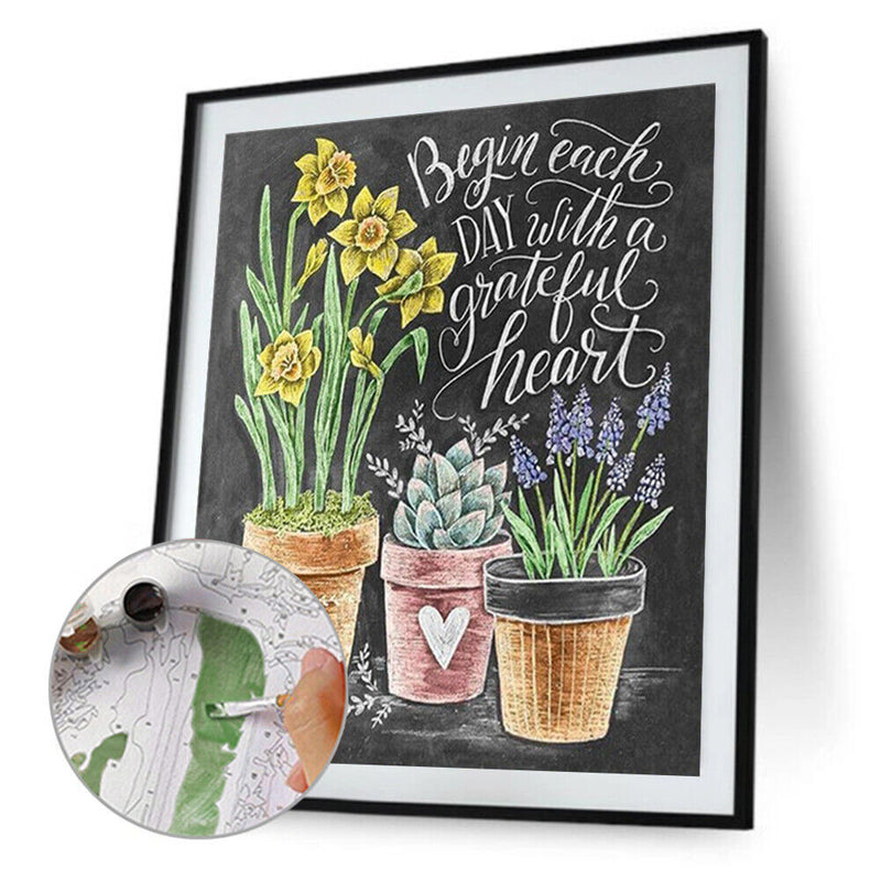 Letter Bonsai Colouring Oil Canvas Picture DIY Hand Painted Paint By Numbers Kit