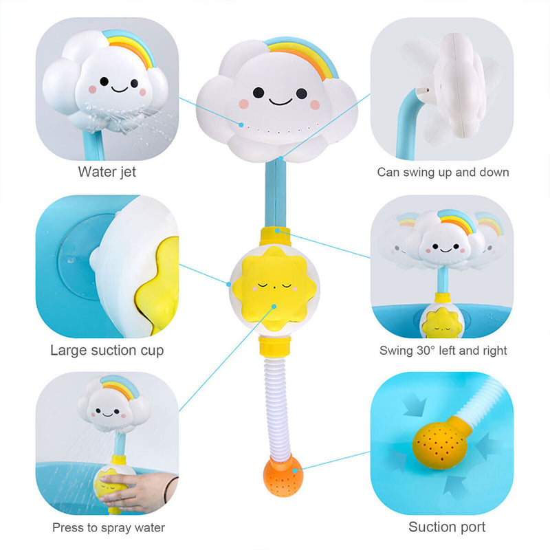 Kids Handheld Shower Head - Cloud Shaped Bathing Toys with Strong Suction