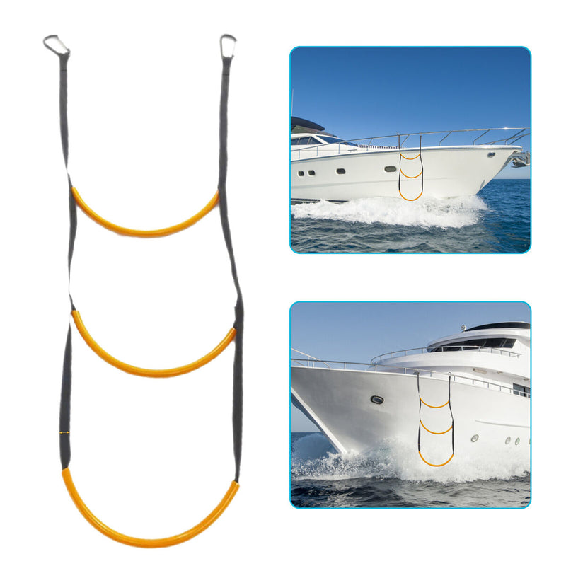 Marine Rope Ladder 3 Step Boat Folding Boarding Ladder for Kayak Canoeing