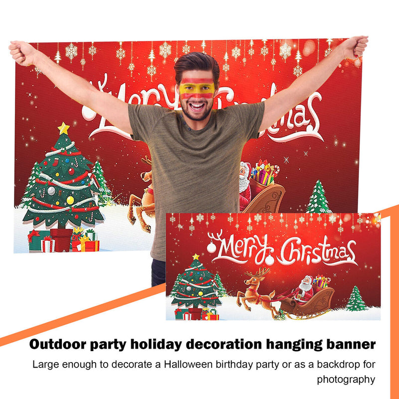 Christmas Flag Holiday Banner with Santa Claus / Sleigh / Deer / Christmas Tree