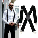 Fashion Solid Color Mens Braces Suspenders Elastic Braces Adjustable Strap Clip