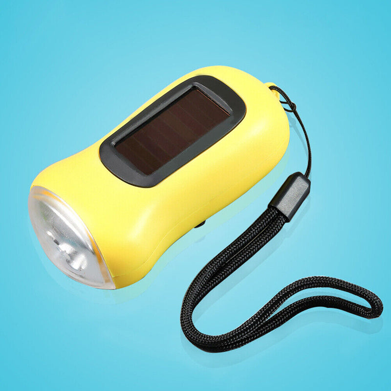 Hand Crank Solar Dynamo Torch Lamp Outdoor Emergency LED Flashlight (yellow