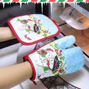 2pcs/set Christmas Home Decoration Glove+Microwave Oven Heat Insulation Pad