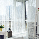 Door Window Sheer Curtain Drape Panel Leaf Voile Tulle Scarfs White