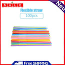 100pcs Beverage Straws Drink Accessories Bendable Disposable Straws for Birthday
