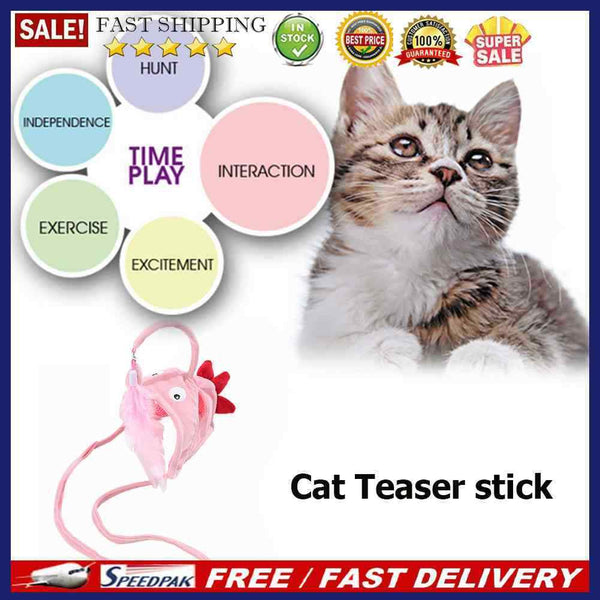 Cat Toys Wearing Feather Dinosaur Animal Funny Cat Stick Kittens Interactive