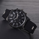 Fashion Men Silicone Strap Wristwatch Quartz Watch Casual Decor (Black) Newly