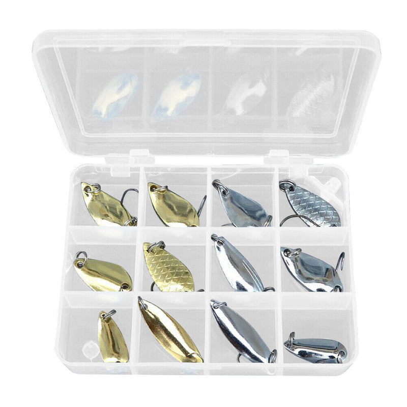 12pcs/box Metal Spoon Fishing Lures Hard Baits Jigs Freshwater Fishing Tools