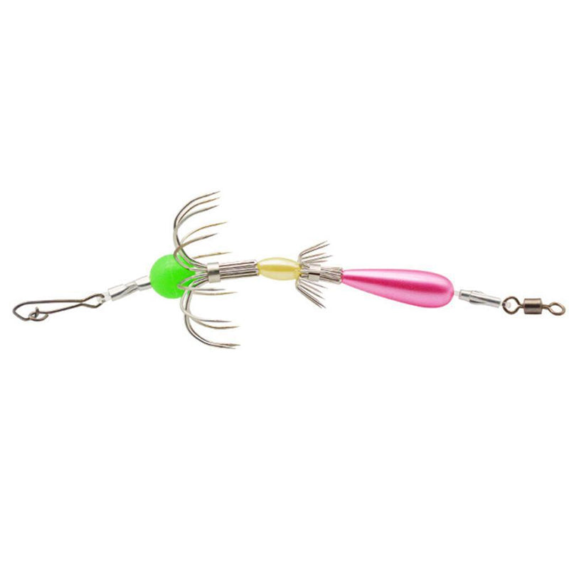 Double Row Fishing Cuttlefish Hook Carbon Steel Squid Hook Tackle (Pink)