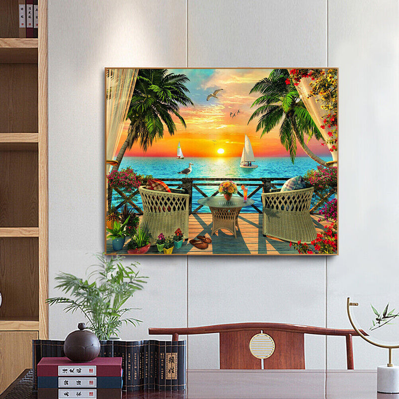 DIY 5D Diamond Painting Full Round Mosaic Sunset Handmade Picture Home Decor
