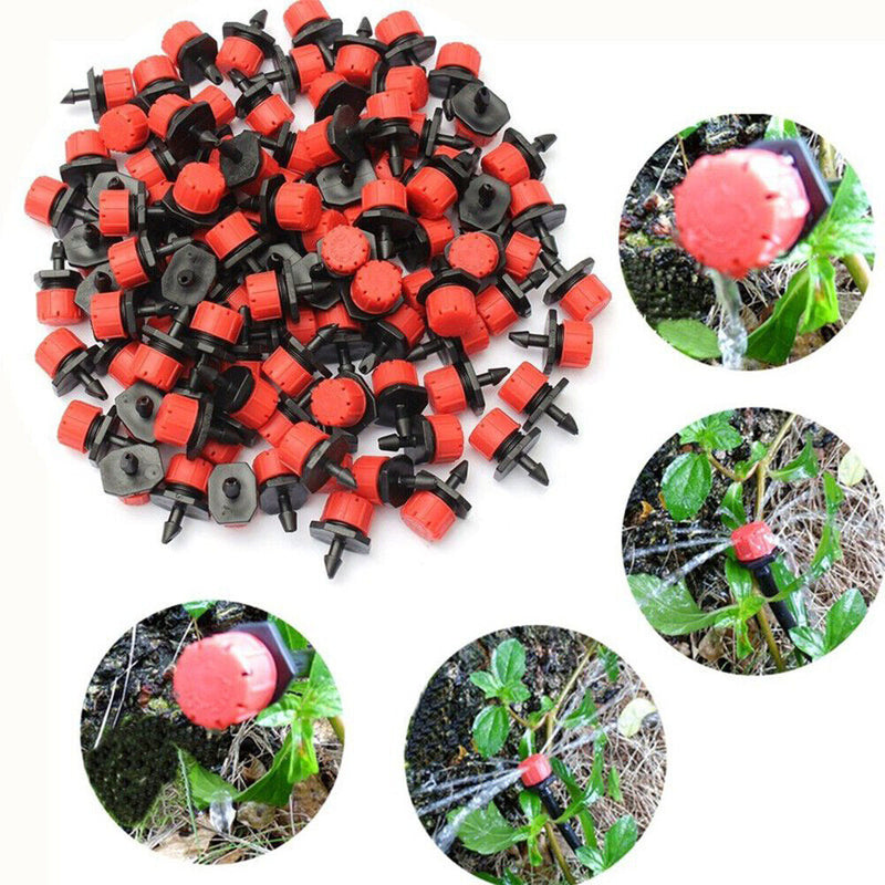 100x Adjustable Garden Drip Irrigation Nozzle Dripper Watering Sprinkler Em