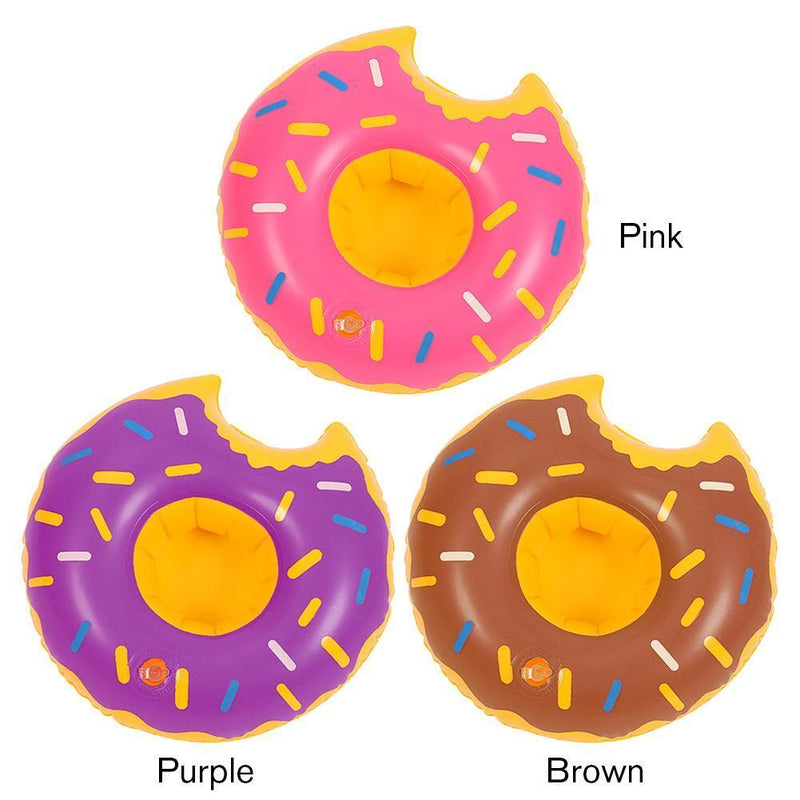 Inflatable Drink Cup Holder Donut Float Pool Party Water Coaster (Brown)