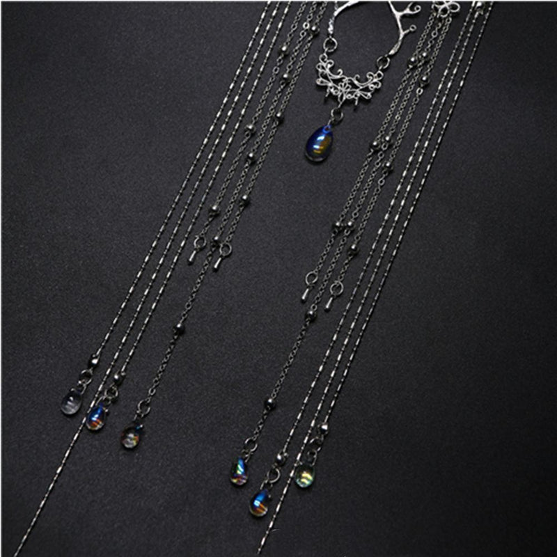 Headdress Rhinestone Fringed Forehead Chain Crystal Long Tassel Headwear