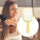 Hollow Detangling Hairdressing Comb Wet Dry Hair Scalp Plate Combs (Yellow)