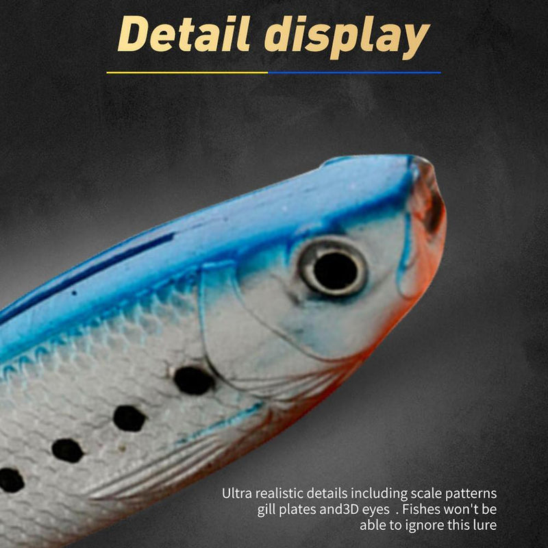 3pcs Soft Fish Bait Artificial T Tail Wobblers Minnow Fishing Lure (Style A