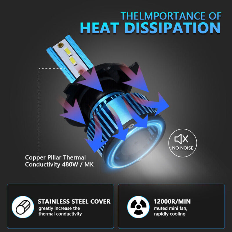 Fog Lights H4 LED Bulbs Front Headlamp 10000LM Waterproof Motorcycle Accessories