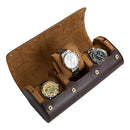 Portable 3 Slots Watch Storage Case Retro Watches Box Holder Stand (Brown) Newly