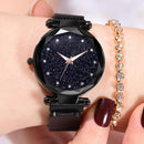 Starry Sky Band Strap Women Watch Plastic Case Quartz Wrist Watch (Black) Newly