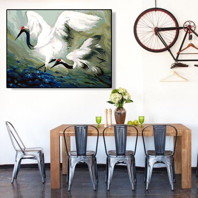 DIY Digital Oil Painting By Numbers Kits Flying Crane Canvas Room Decoration