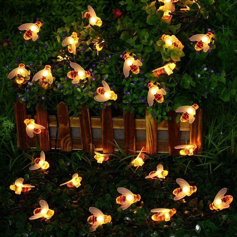 Solar LED Bee Curtain Lights Fairy Lamp for Home Room Party Festival Decoration