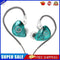 GK G1 Wired Earphone Dynamic HIFI Noise Cancelling Earbuds (Cyan No Mic)