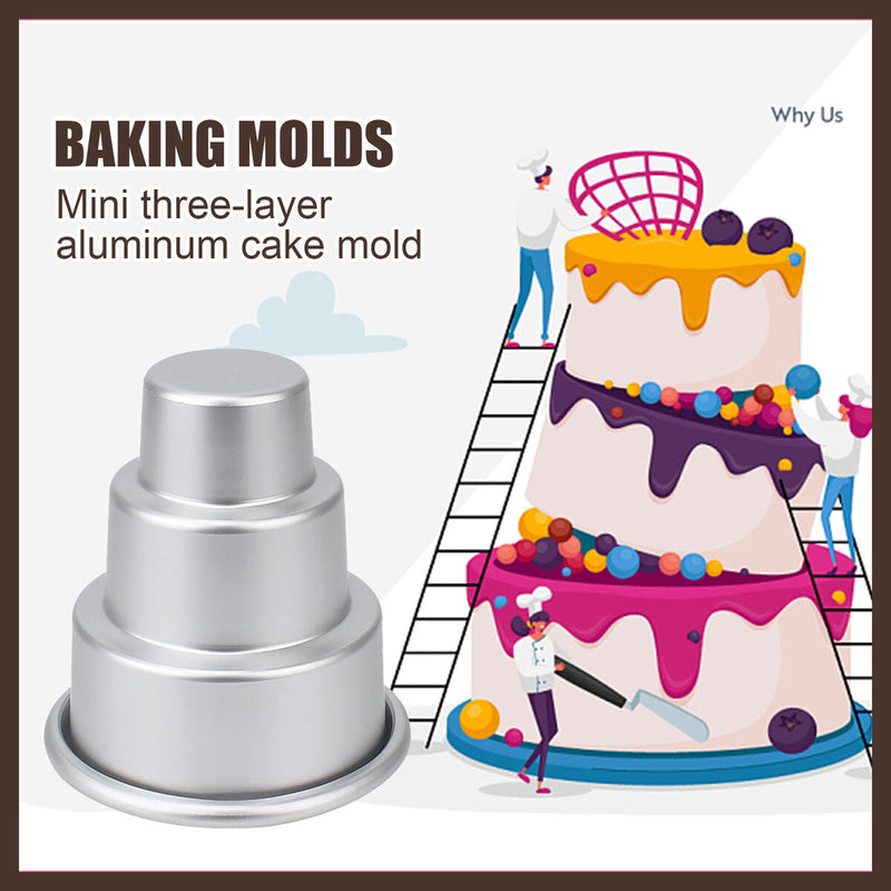 Aluminum Alloy DIY Cake Mold Three-layer Baking Mold for Homemade Cake Tools