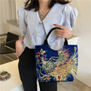 Ethnic Women Peafowl Embroidery Shoulder Bag Canvas Large Handbag Crossbody Bags